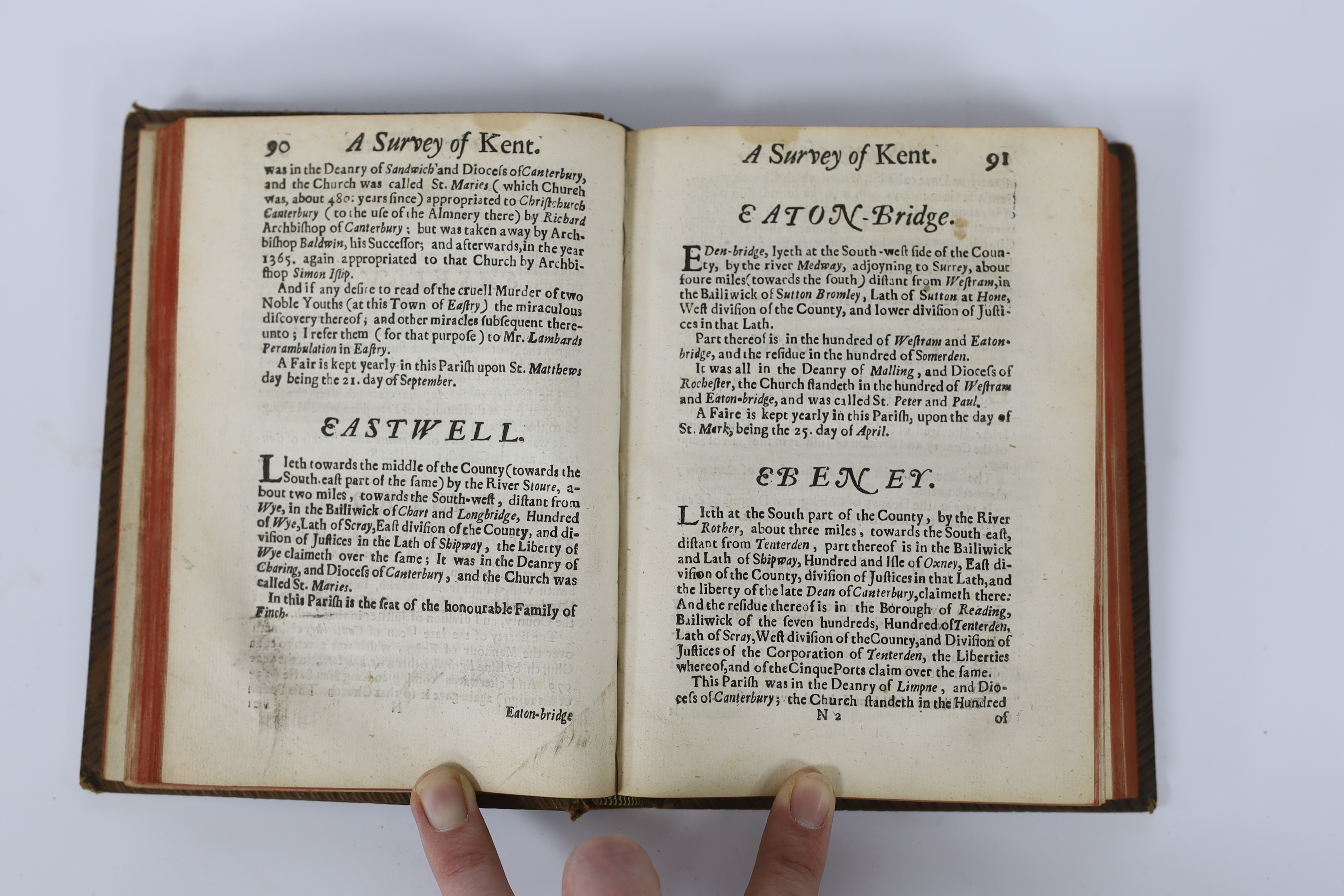 KENT - Kilburne, Richard - A Topographie, or Survey of the County of Kent. With some Chronological, Historical, and other matters touching the same: And the several Parishes and Places therein. 8vo, rebound late 19th cen